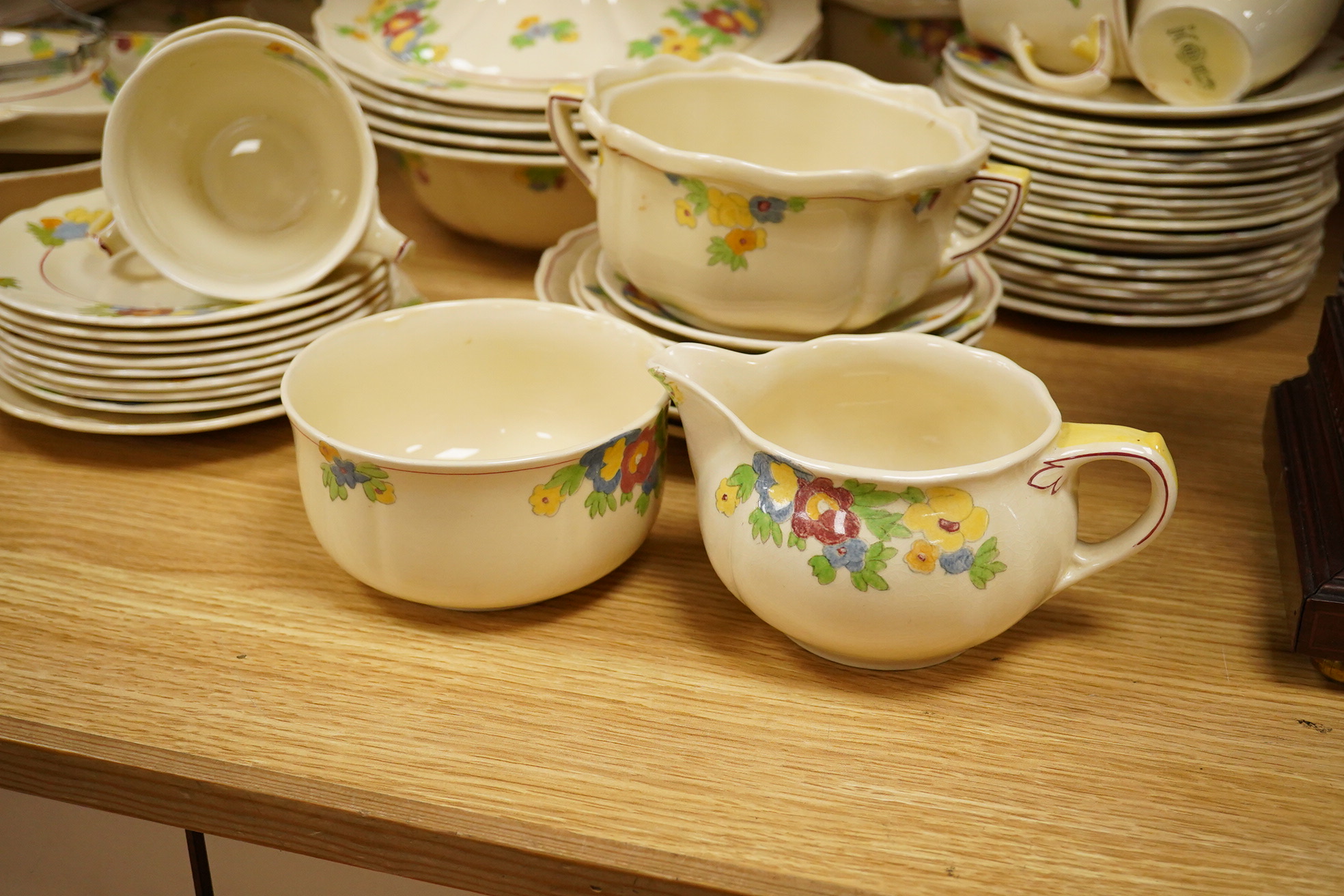 A Royal Doulton Minden part dinner service to include service to include tureens, cups and saucers and jugs